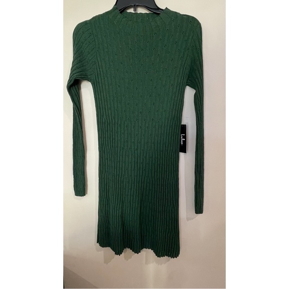 Lulus All Points To Chic Green Long Sleeve Mini Dress Size Xs new with tags - Picture 3 of 4